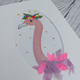 Fabric flamingo art. Flamingo love