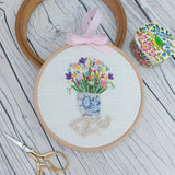 Embroidered floral art