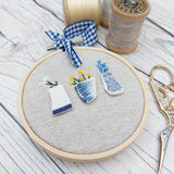 Trio of vases. Mini embroidery hoop art