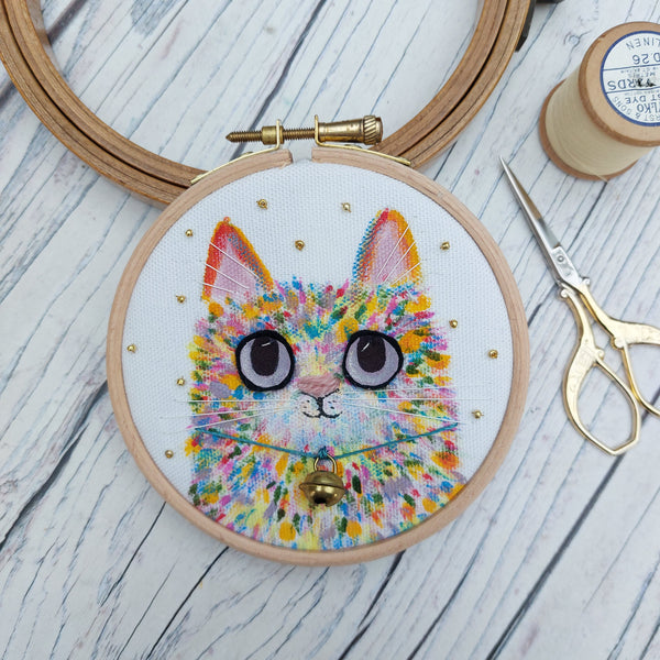 Mini Rainbow Kitty hoop art