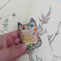 Floral fabric cat ornament