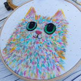 Large Rainbow cat hoop art