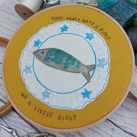 A Little Fishy hoop art - 8" textile art