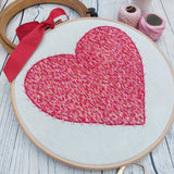 Embroidered love heart hoop art