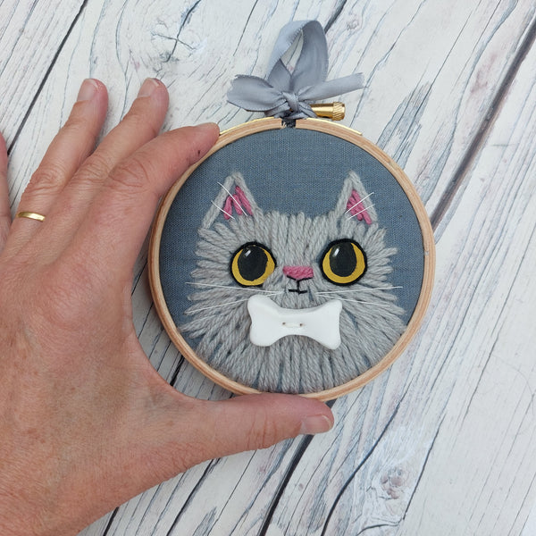 Cute wool cat wall art