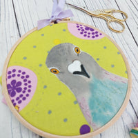 Curious Pigeon textile art
