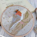 Embroidered Robin hoop art