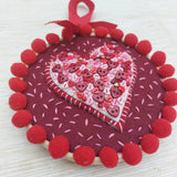 Felt and buttons love heart hoop