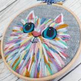 Rainbow cat art - textile cat wall decor