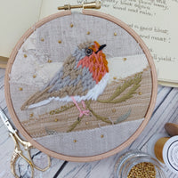 Embroidered Robin hoop art