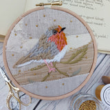 Embroidered Robin hoop art
