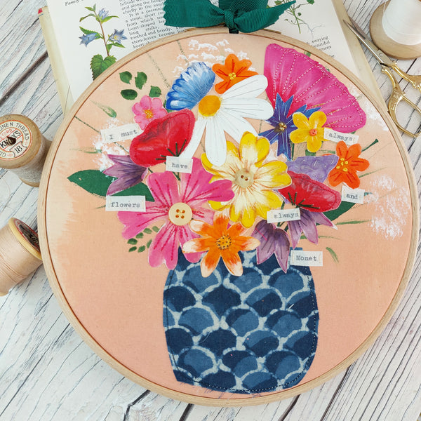 Floral hoop art