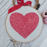 Embroidered love heart hoop art