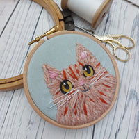 Woolly cats hoop art - fun, feline decor