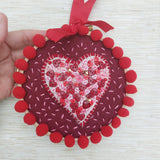 Felt and buttons love heart hoop