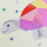 Rainbow Tortoise - colourful textile art