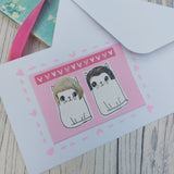 Cats in wigs ACEO greeting cards -Postage Included