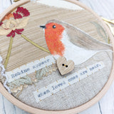 Robins appear when loved ones are near. Robin 4" hoop art