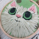 Woolly cat hoop art
