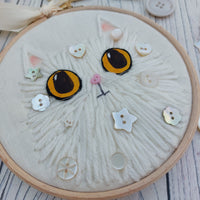 Wool cat art - textile cat wall decor