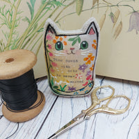 Floral fabric cat ornament