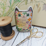 Floral fabric cat ornament