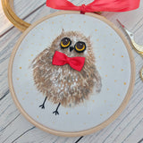 Fluffy owl hoop art