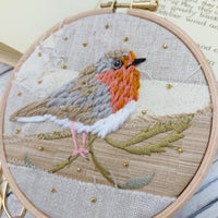 Embroidered Robin hoop art