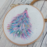 Pink & Blue Christmas tree hoop art