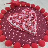 Felt and buttons love heart hoop
