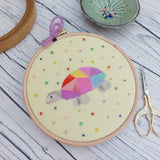 Rainbow Tortoise - colourful textile art