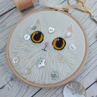 Wool cat art - textile cat wall decor
