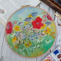 Where the wildflowers grow hoop art