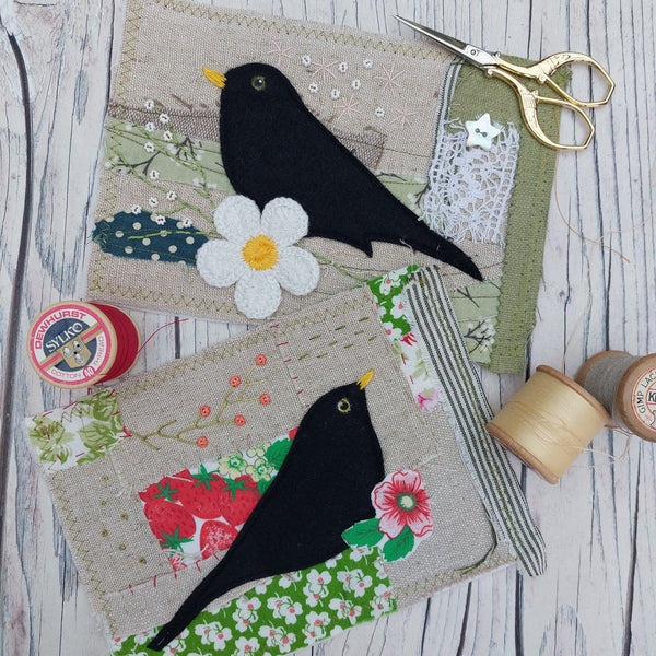 Blackbird textile art