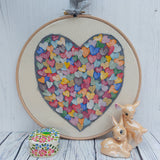 Colourful love hearts hoop art