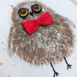 Fluffy owl hoop art