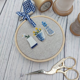Trio of vases. Mini embroidery hoop art