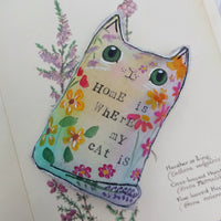 Floral fabric cat ornament