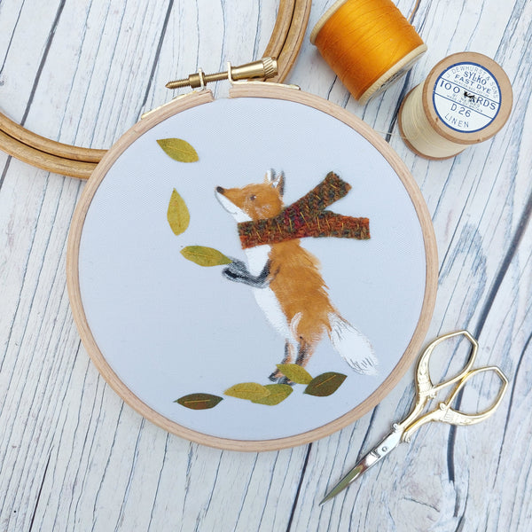 Autumn Fox hoop art