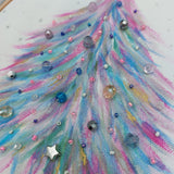 Pink & Blue Christmas tree hoop art