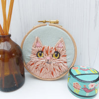 Woolly cats hoop art - fun, feline decor