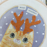 Meowy Christmas- colourful Christmas Cat hoop art - Christmas Decor