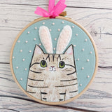 Bunny ears cat. Fun kitty hoop art