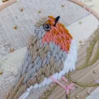 Embroidered Robin hoop art