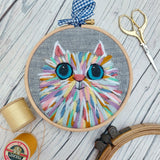 Rainbow cat art - textile cat wall decor