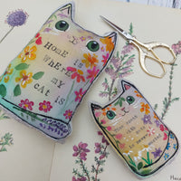 Floral fabric cat ornament