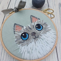 Woolly cats hoop art - fun, feline decor