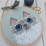 Woolly cats hoop art - fun, feline decor