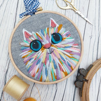 Rainbow cat art - textile cat wall decor