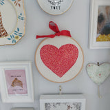 Embroidered love heart hoop art
